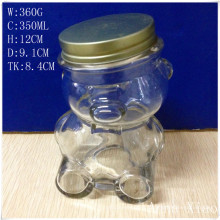 2015 New Design 350ml Bear Glass Cups with Tin Lids